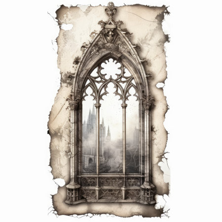 experience the fusion of gothic and shabby chic design in a global context with a white background. this unique style is taking the world by storm. ai generatedの素材