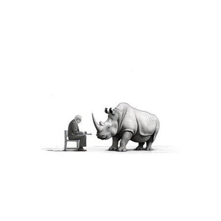 this vector illustration of a rhinoceros combines the minimalist style of edward gorey and oliver jeffers. it is a masterpiece that is currently trending on artstation and dribbble. ai generatedの素材
