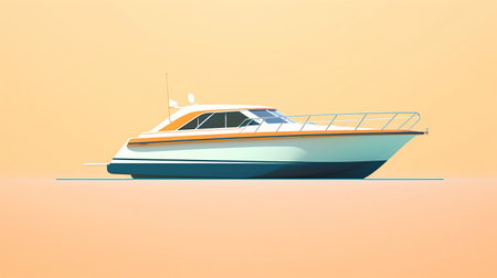 design and create a boat with a minimalist aesthetic inspired by the 1980s era. emphasize simplicity and functionality in the design. ai generatedの素材