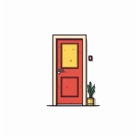a simple 2d illustration of a door on a white background, featuring clean lines and a minimalist aesthetic. ai generatedの素材