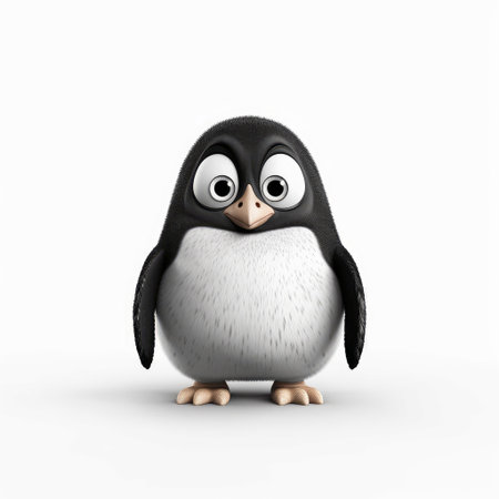 this impressive 8k uhd image features a realistic pixar-style penguin on a white background. the level of detail is truly impressive, making it a stunning addition to any collection. ai generatedの素材