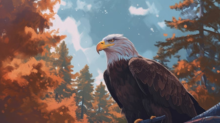 this stunning eagle illustration exudes a sense of tranquility and serenity. the majestic bird is depicted in a peaceful and calm environment, creating a soothing and relaxing atmosphere. ai generatedの素材