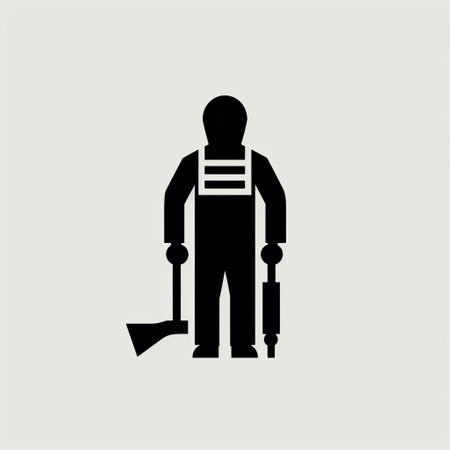 this pictogram depicts a construction worker in the iconic isotype style of gerd arntz, known for his minimalist and informative designs. ai generatedの素材