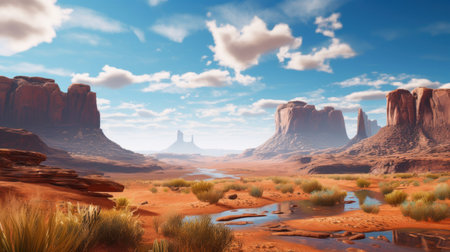 discover the beauty of a pristine plateau mesa situated in the middle of a stunning desert landscape. this breathtaking location is a must-see for nature lovers and adventure seekers alike. ai generatedの素材