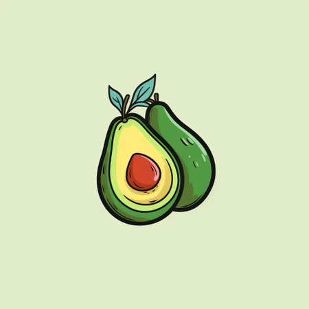 this is a simple marker drawing of an avocado, created in a flat 2d vector style. the drawing features a white background and is available as an svg cut file. the image is a line art drawing, perfect for use in a variety of design projects. ai generatedの素材