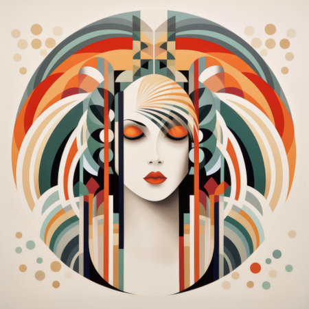 this design combines the bold, expressive style of expressionism with the intricate details and geometric shapes of art deco. against a clean white background, the result is a striking and bohemian look. ai generatedの素材