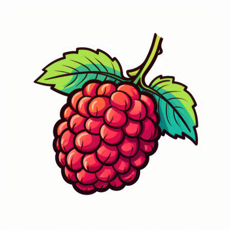 this is a simple marker drawing of a raspberry in flat 2d vector format. the drawing is in line art style and comes with an svg cut file. the background is white. ai generatedの素材