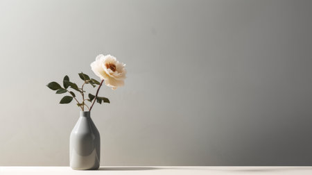 this painting features a modern and minimalistic flower vase with clean lines and a simple color palette. the focus is on the subject, with neutral tones and soft lighting. a great example of modern portraiture. ai generatedの素材