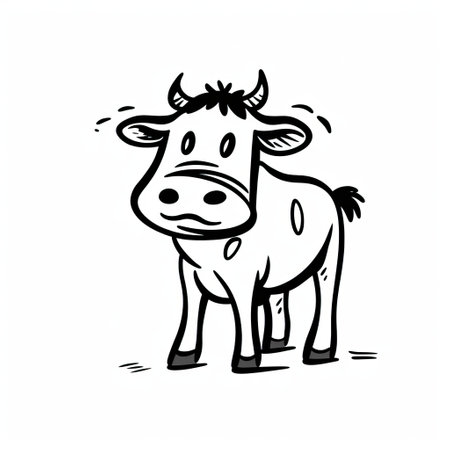 this is a simple and minimalistic line art of a cow in a cartoon doodle style. the design is perfect for those who love minimalist art. ai generatedの素材
