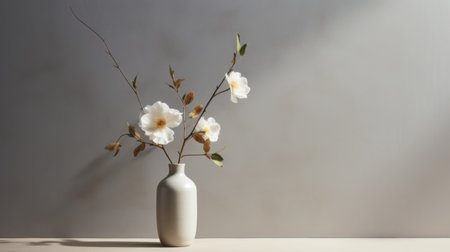 this painting features a modern and minimalistic flower vase with clean lines and a simple color palette. the focus is on the subject, with neutral tones and soft lighting. a perfect example of modern portraiture. ai generatedの素材