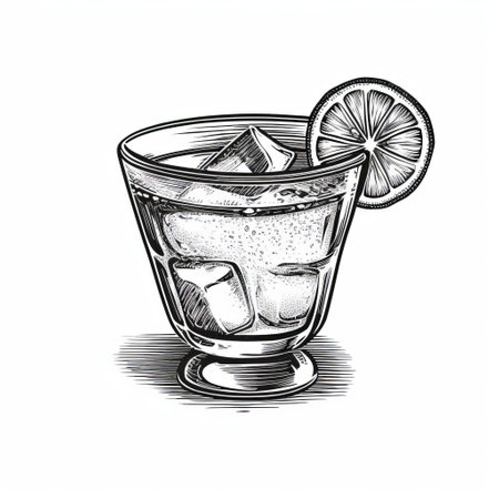 this sticker features a black and white margarita design on a white background. perfect for adding a touch of fun to your laptop, water bottle, or notebook. ai generatedの素材