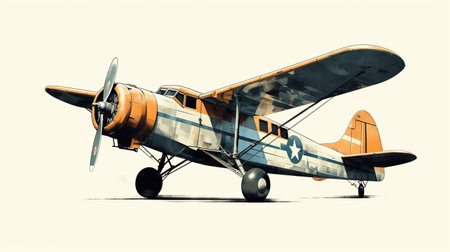 this high-quality digital art of a versatile airplane illustration is perfect for modern or minimalist wall art. with 300 dpi and 8k graphic design, it's suitable for printing. the vintage and ultra-detailed design is set against a white background. ai generatedの素材