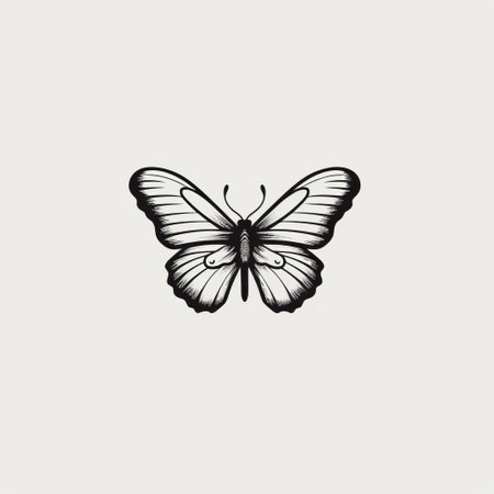 this artwork features a simple and elegant butterfly design, drawn in a cartoonish style with clean lines and minimalistic details. ai generatedの素材