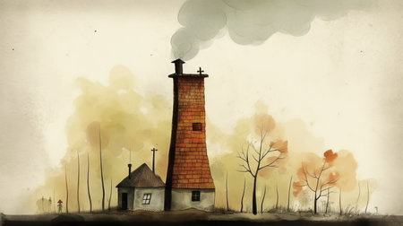 this is a stunning full-page illustration of a beautiful chimney created by the talented artist jon klassen. the intricate details and use of color make this piece truly remarkable. ai generatedの素材