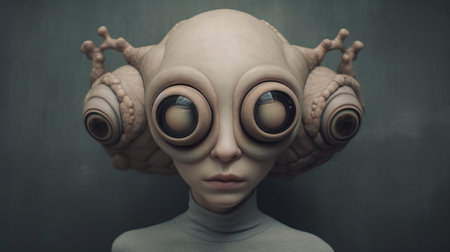 this is a portrait photograph of a mythical creature known as a cyclops hybrid. the creature has one eye and a mix of human and animal features. ai generatedの素材