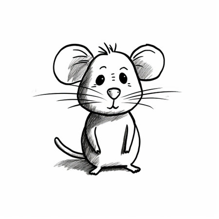 check out this simple and cute cartoon doodle of a mouse, drawn with clean lines and minimalistic style. ai generatedの素材