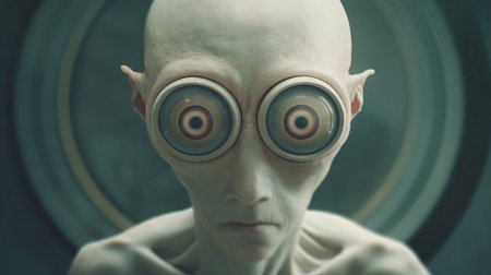 this is a portrait photograph of a mythical creature known as a cyclops hybrid. the creature has one eye and a mix of human and animal features. ai generatedの素材