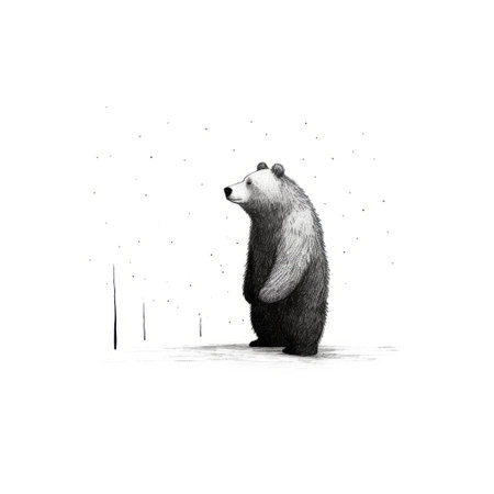 this vector illustration of a bear in a minimalist style with a white background is a masterpiece that is trending on artstation and dribbble. the style is reminiscent of edward gorey and oliver jeffers. ai generatedの素材
