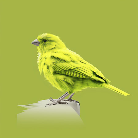 this sketch of a canary is depicted in a minimalist style with thick green and white lines. the image is captured in the best quality 8k resolution, showcasing the intricate details of the bird's moving head and side view. ai generatedの素材