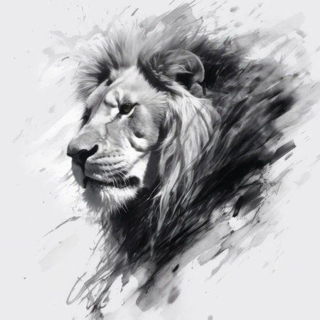 experience the lifelike accuracy of a realist's work with the abstract minimalism of bold saturation strokes. appreciate the hyper-realistic atmospheres and framing techniques used to capture the essence of this majestic animal. rim light adds an extra touch of drama to this stunning piece. ai generatedの素材