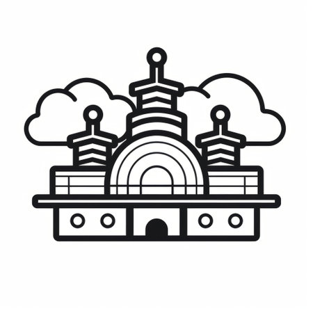 a vector illustration of the iconic coney island beach with black lines. perfect for use in graphic design projects. ai generatedの素材