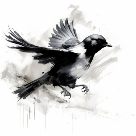 this artwork features a bird depicted in black and white using minimalist strokes. the bold saturation and lifelike accuracy showcase the artist's realist approach. the framing and abstract minimalism make it perfect for appreciators of this style. the hyper-realistic atmospheres and rim light add to the overall effect. ai generatedの素材
