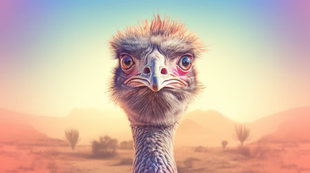 this illustration of an ostrich exudes a sense of peace and calmness. the muted colors and gentle lines create a serene atmosphere. ai generatedの素材