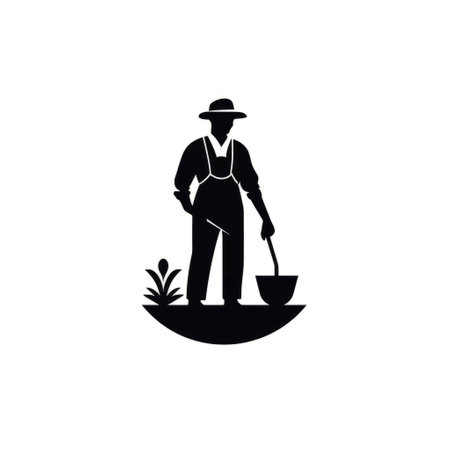 this pictogram depicts a gardener in the isotype style of gerd arntz, a renowned graphic designer. the isotype style is known for its use of simple, geometric shapes to convey information. ai generatedの素材