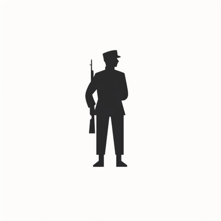 this is a pictogram of a soldier created in the isotype style by gerd arntz, a german artist and designer known for his contribution to the development of modern pictograms. the isotype style is characterized by its use of simple, geometric shapes to convey information. ai generatedの素材