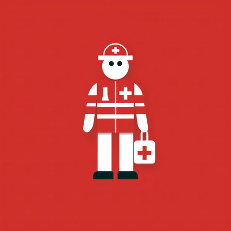this is a pictogram of a paramedic designed in the isotype style of gerd arntz, a renowned graphic designer. the isotype style is known for its use of simple, geometric shapes to convey information. ai generatedの素材
