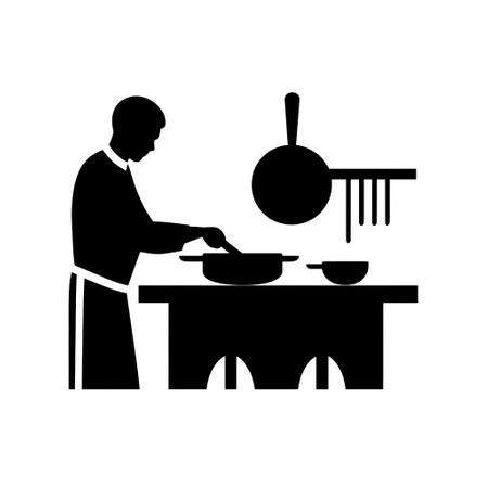 this pictogram depicts a cook in the isotype style of gerd arntz, a renowned graphic designer. the isotype style is known for its use of simple, geometric shapes to convey information. ai generatedの素材