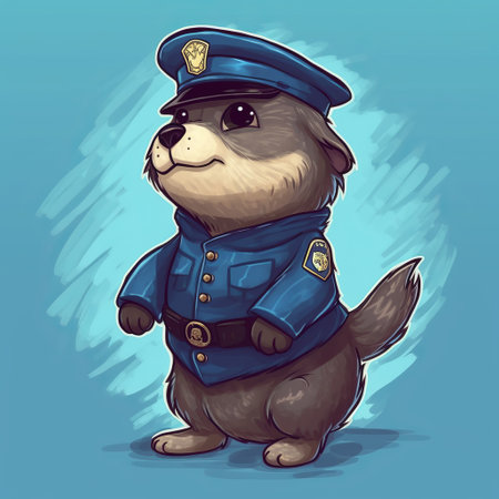 explore the world of otter police dog through charming illustrations reminiscent of children's books. dive into character studies of this unique protagonist, brought to life with the stunning graphics of xbox 360. ai generatedの素材