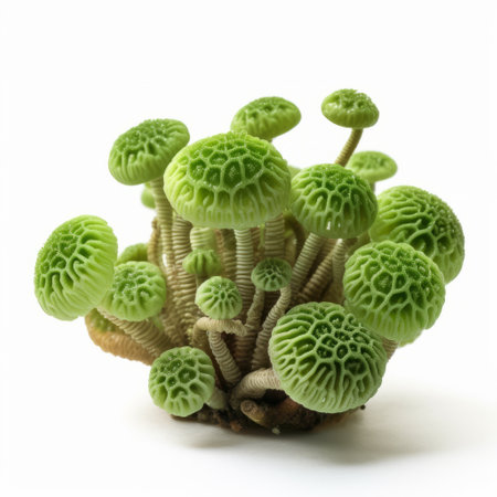 chlorophyllum molybdites, also known as the green-spored parasol, is a poisonous mushroom with a distinctive rose maincolor and spongy underside. it is commonly found in north america and can cause severe gastrointestinal distress if ingested. ai generatedの素材