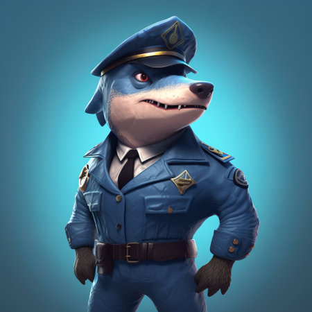 explore the world of shark police dog through the lens of children's book illustrations and xbox 360 graphics. this character study delves into the unique traits and abilities of this hybrid creature, blending the ferocity of a shark with the loyalty of a police dog. ai generatedの素材