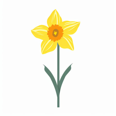 this clipart features a flat and simple daffodil silhouette on a white background. available in png and svg formats. ai generatedの素材