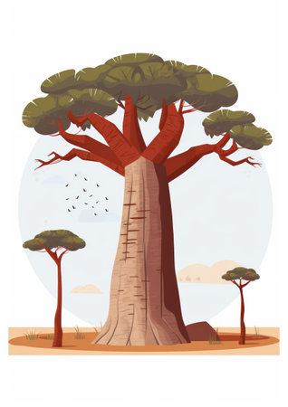 this vector baobab icon is perfect for nature-themed designs. the white background makes it easy to incorporate into any project. ai generatedの素材