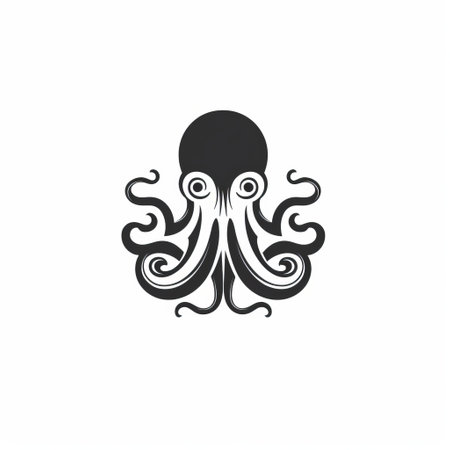 a simple and flat style graphic design of an octopus head for logo purposes. ai generatedの素材