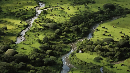 this photo by yann arthus-bertrand captures a highly detailed uhd view of a cropping scene. the image is rich in color and texture, providing a stunning visual experience. ai generatedの素材
