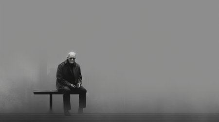 brighten up your desktop with a minimalist wallpaper that will appeal to quadragenarians. the monotone, gloomy, and foggy design is perfect for those who prefer a simple and understated aesthetic. ai generatedの素材