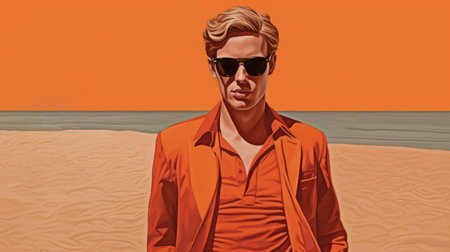 experience the sleek and stylized illustration of david in light maroon and brown, with a touch of 1990s vibe. this uhd image showcases the poolcore aesthetic in a chic and modern way. ai generatedの素材