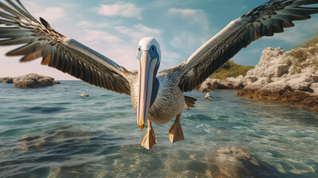 experience the beauty of a pelican running in stunning detail with ultra hd hdr 8k footage captured using the canon eos r3 camera. the footage is ultra sharp and cinematic, allowing you to see every detail of the pelican's movements. ai generatedの素材