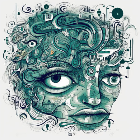 a high-definition clipart of a conceptual art doodle featuring an envy face, isolated on a white background in png and vector format. ai generatedの素材