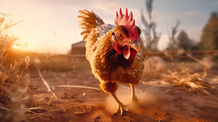 experience the thrill of watching a chicken running in ultra hd with the cinematic canon eos r3. this ultra sharp footage is captured in hdr and 8k resolution, providing an extremely detailed view of the chicken's movements. ai generatedの素材