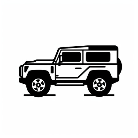 this icon design features a simple black line suv on a white background. the design is clean and evenly spaced, with no excess vector dots. ai generatedの素材