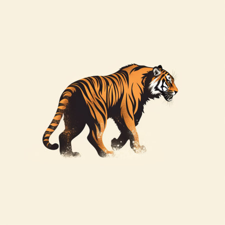 design a set of tiger logo silhouettes from the side view on a white background for your brand or project. ai generatedの素材