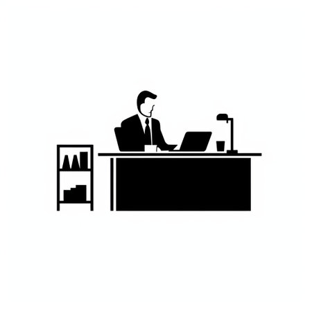 this pictogram depicts an office worker in the isotype style of gerd arntz, a renowned graphic designer known for his contribution to the development of modern pictograms. ai generatedの素材