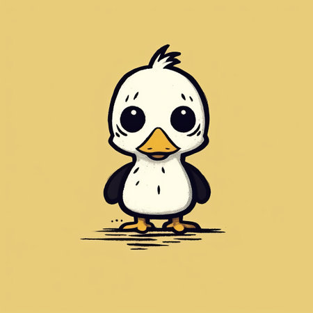 in this cute comic, a duck and rabbit are depicted with crossed eyes. unfortunately, the duck is dead. the black outlined style adds to the minimalist feel of the artwork. ai generatedの素材