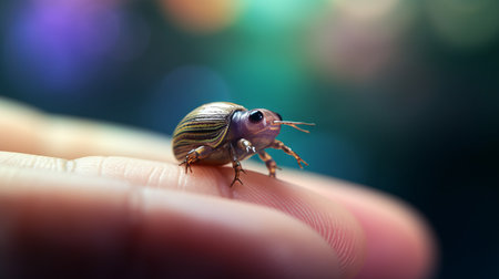 this epic concept art by aleksander gierymski depicts a cute little clam sitting on top of a person's finger. the painting is highly detailed and rendered in 8k resolution, showcasing the intricate bokeh effect. the close-up photo captures the young and cute portrait of the tiny creature, making it one of the cutest paintings ever created. the artwork was created using keyshot software and isの素材
