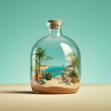 experience the refreshing taste of a desert oasis with our bottled water, now available for delivery. our water is sourced from a natural spring in the heart of the desert and bottled at the source. our unique packaging allows the bottles to float in the ocean, making it easy for ships to transport them to any destination. ai generatedの素材