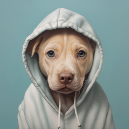 this cute little clam puppy is all bundled up in a cozy hoodie. with its big eyes and tiny paws, it's sure to melt your heart!, ai generatedの素材